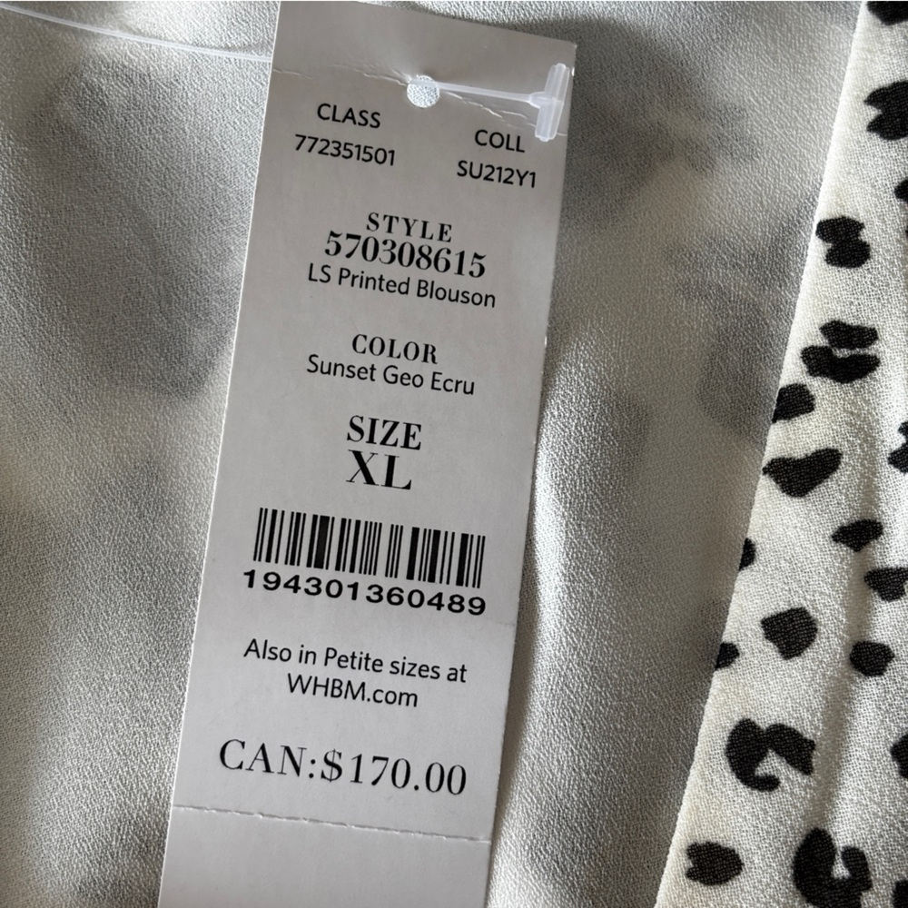 White House Black Market Cream and Black Printed Dress XL - Picture 10 of 11
